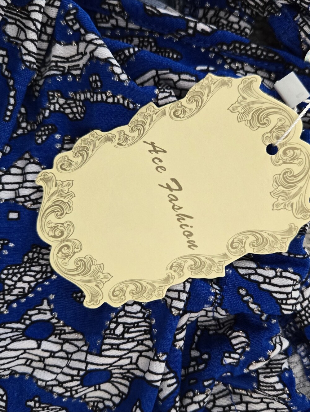 Ace Fashion royal blue and white paisley-print maxi dress. Size 1X. New - Picture 9 of 9